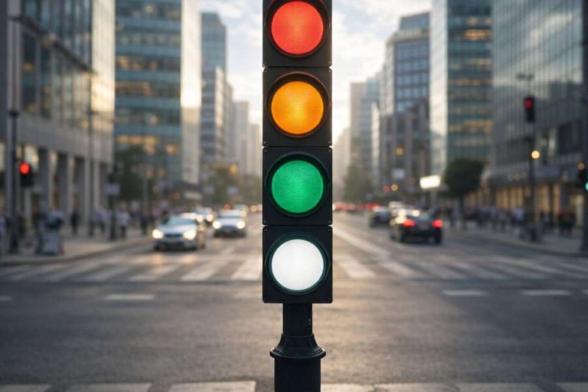 Semaforo con luce bianca